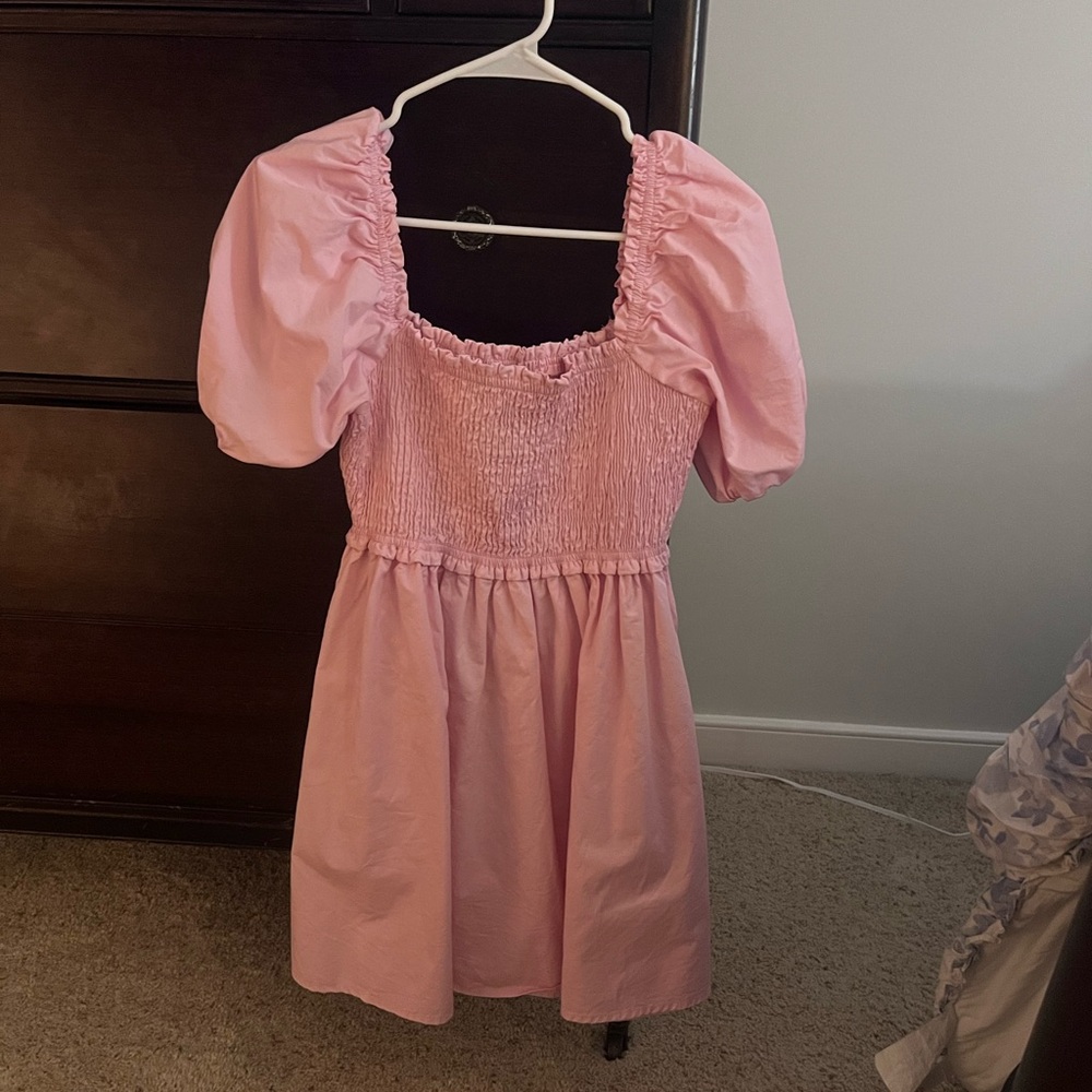 Pink Puff Sleeve Women’s Dress